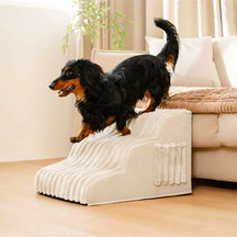 Escalier et lit pour animaux détachables en peluche moelleuse 2 en 1 - CreamyRamp