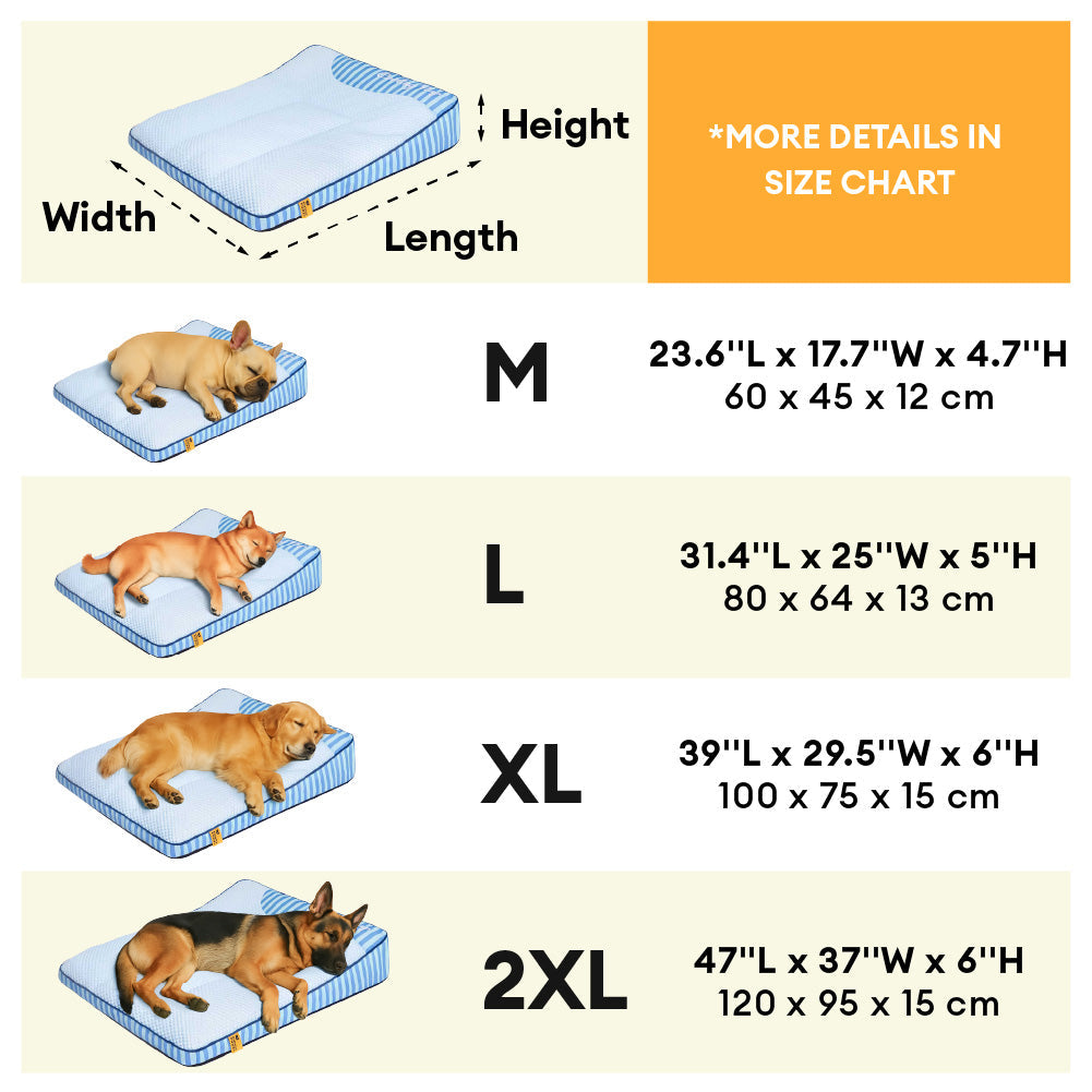 Lit orthopédique pour chien rectangulaire extra large, lavable et refroidissant - Extérieur