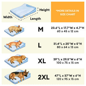 Lit orthopédique pour chien rectangulaire extra large, lavable et refroidissant - Extérieur
