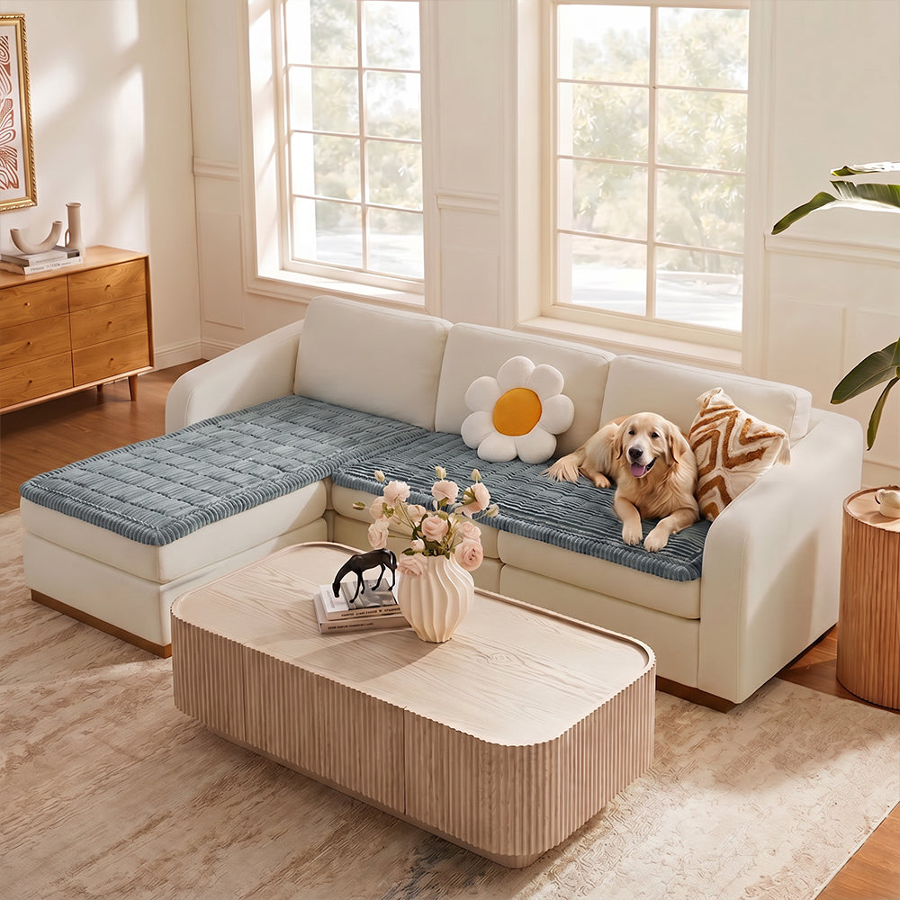 Matelas pour animaux en flanelle doux et paresseux, respirant, avec protection anti-dérapante pour canapé sectionnel.