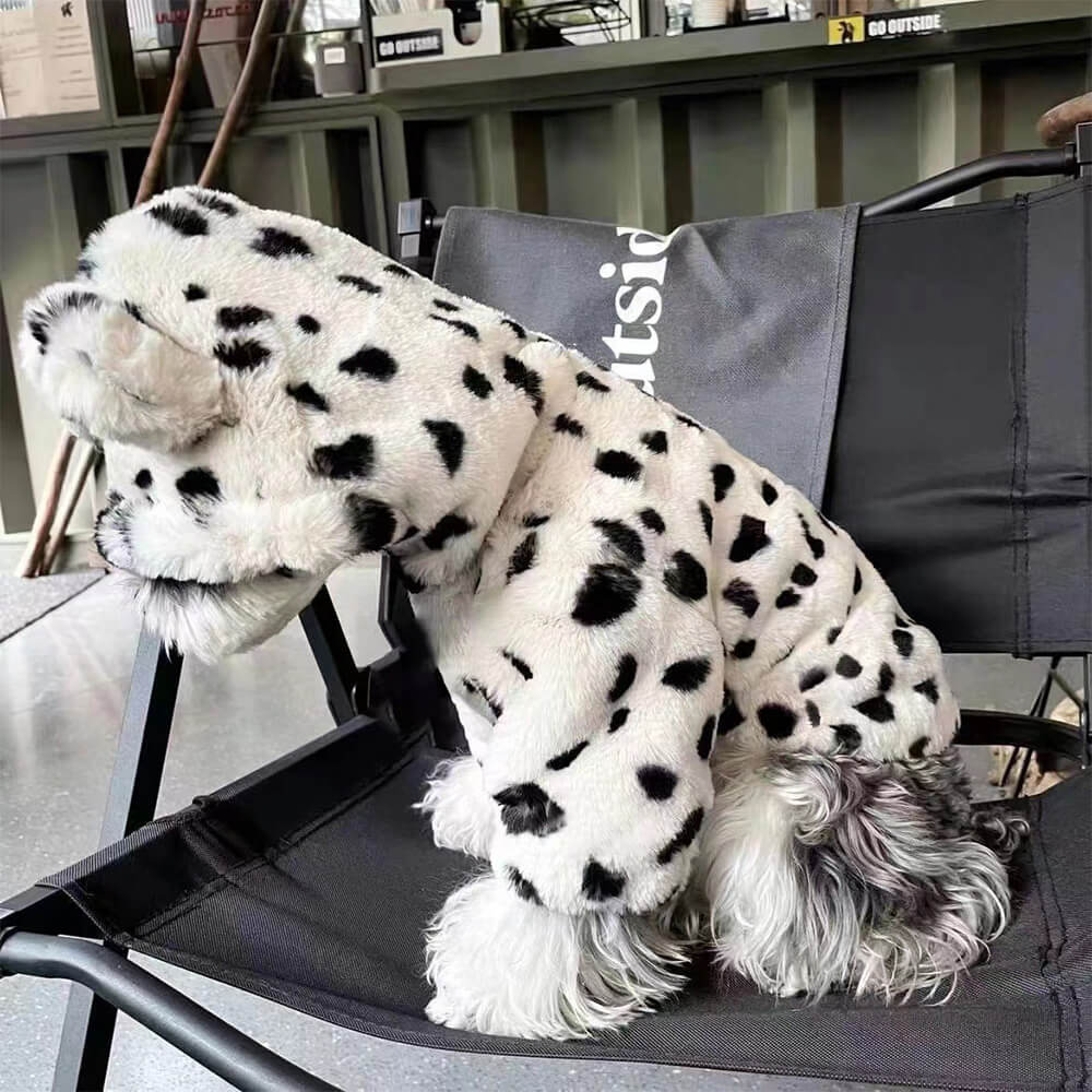 Sweat à capuche imprimé dalmatien pour chien vêtement d'hiver confortable et mignon