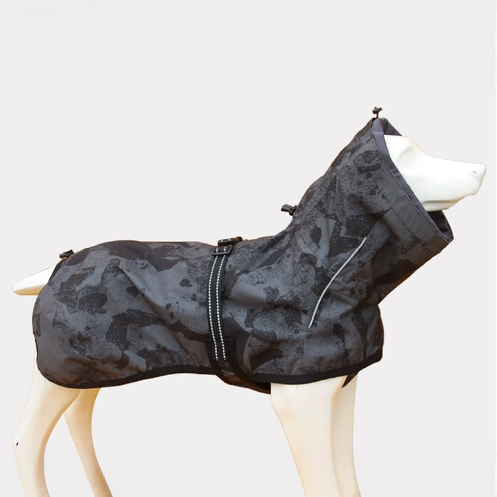 Imperméable coupe-vent à col roulé réglable et camouflage pour chien