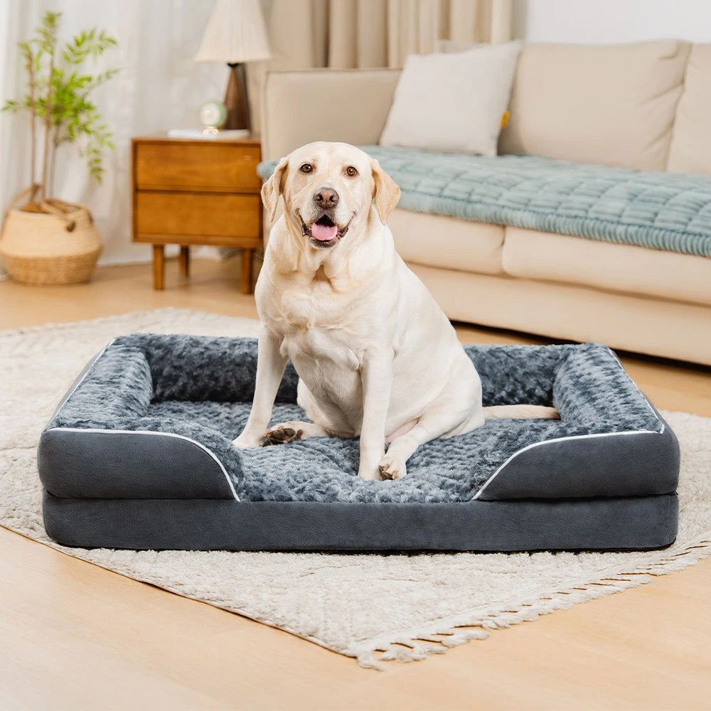 Lit orthopédique pour chien détachable déperlant avec soutien intégral