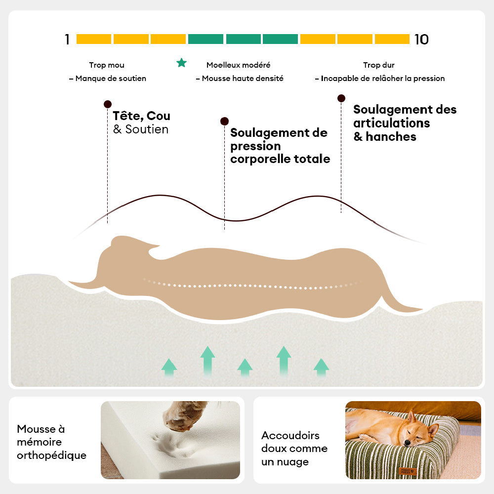 Panier pour chien en mousse à mémoire orthopédique toutes saisons - Funnyfuzzy SnugNest