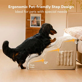 Escalier et lit pour animaux détachables en peluche moelleuse 2 en 1 - CreamyRamp