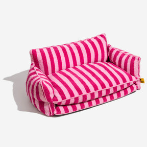 Lit pour chien et chat en faux lambswool à rayures tendance à double couche - Extérieur