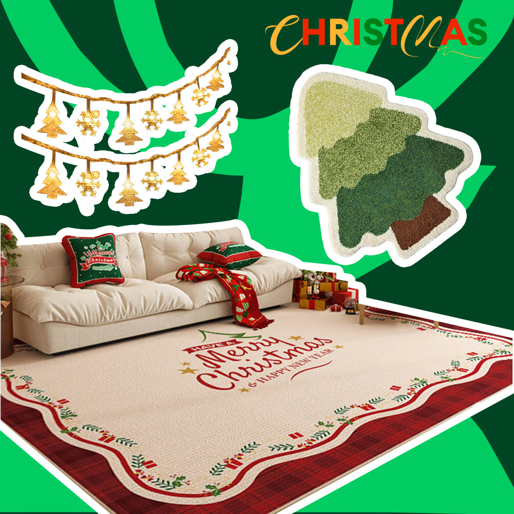 Tapis décoratif antidérapant de Noël - Ensemble cadeau 3pcs