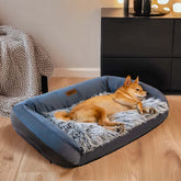 Grand canapé-lit lavable moelleux pour chien en denim