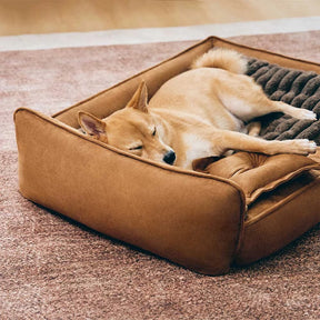 Lit pour chien en mousse rétro en suédine lavable double face avec coussin - SweetDream