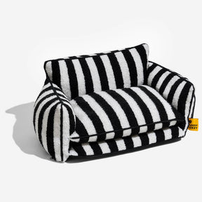 Lit pour chien et chat en faux lambswool à rayures tendance à double couche - Extérieur