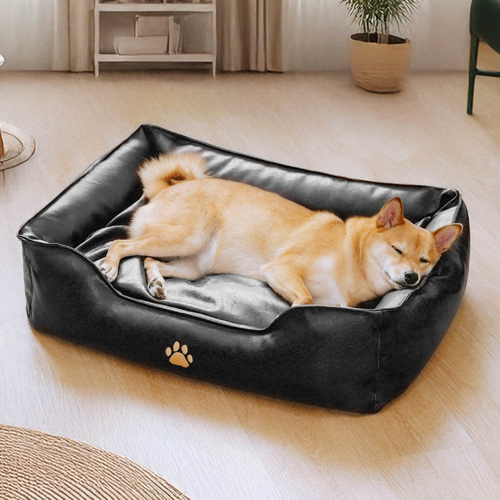 Lit pour chien en simili cuir luxueux imperméable et amovible