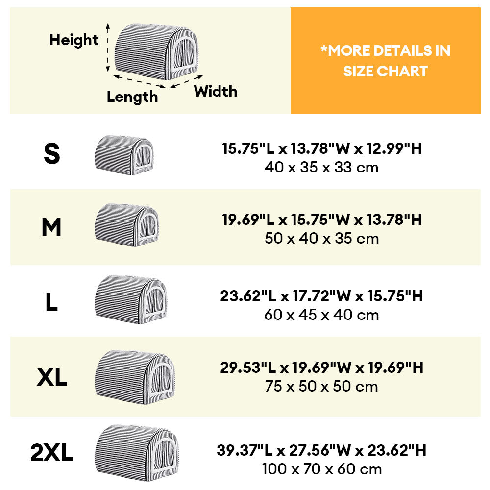 Caverne pour chat et chien en forme de grotte, chaude et douillette, à rayures