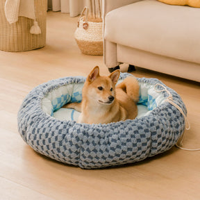 Matelas rond réversible pour chien à double face avec fonction refroidissante