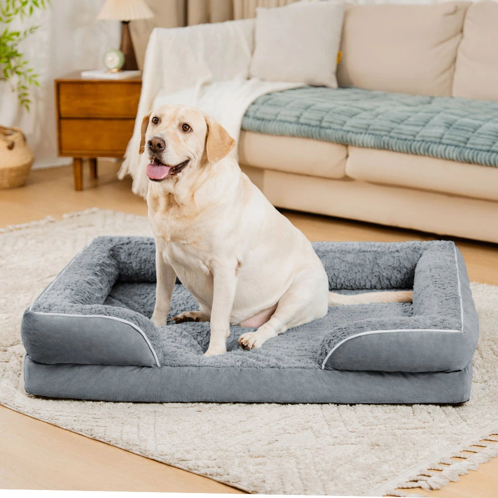 Lit orthopédique pour chien détachable déperlant avec soutien intégral