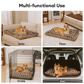 Tapis en peluche réversible à motif carreaux pour chien