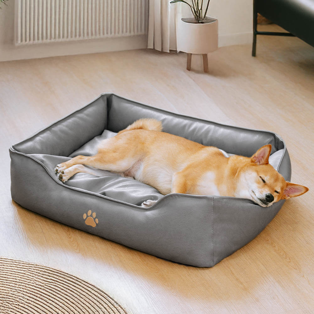 Lit pour chien en simili cuir luxueux imperméable et amovible