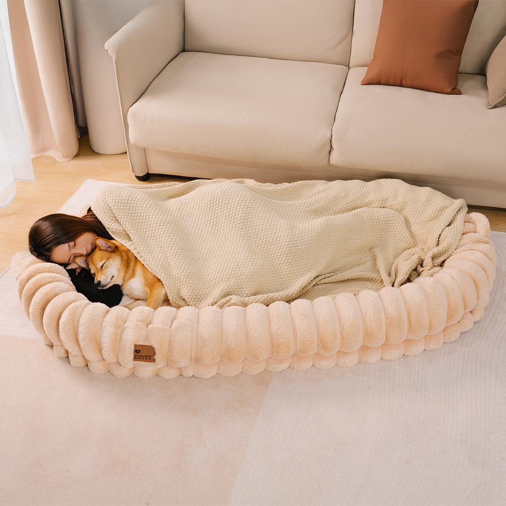 Lit Chien Douillet Anti-stress - Niche Semi-fermée Avec Coussin Long Poil, Pour Chien Ou Chat (65 Cm, Vert)