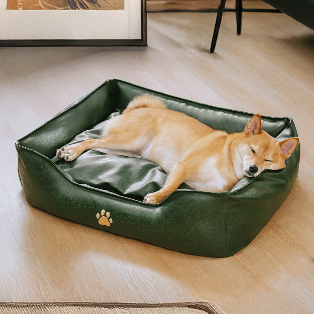 Lit pour chien en simili cuir luxueux imperméable et amovible