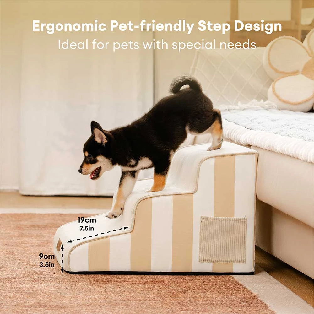 Escalier pour animaux antidérapant en éponge à rayures amovible - SafeStep