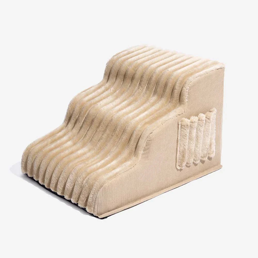 Escalier et lit pour animaux détachables en peluche moelleuse 2 en 1 - CreamyRamp