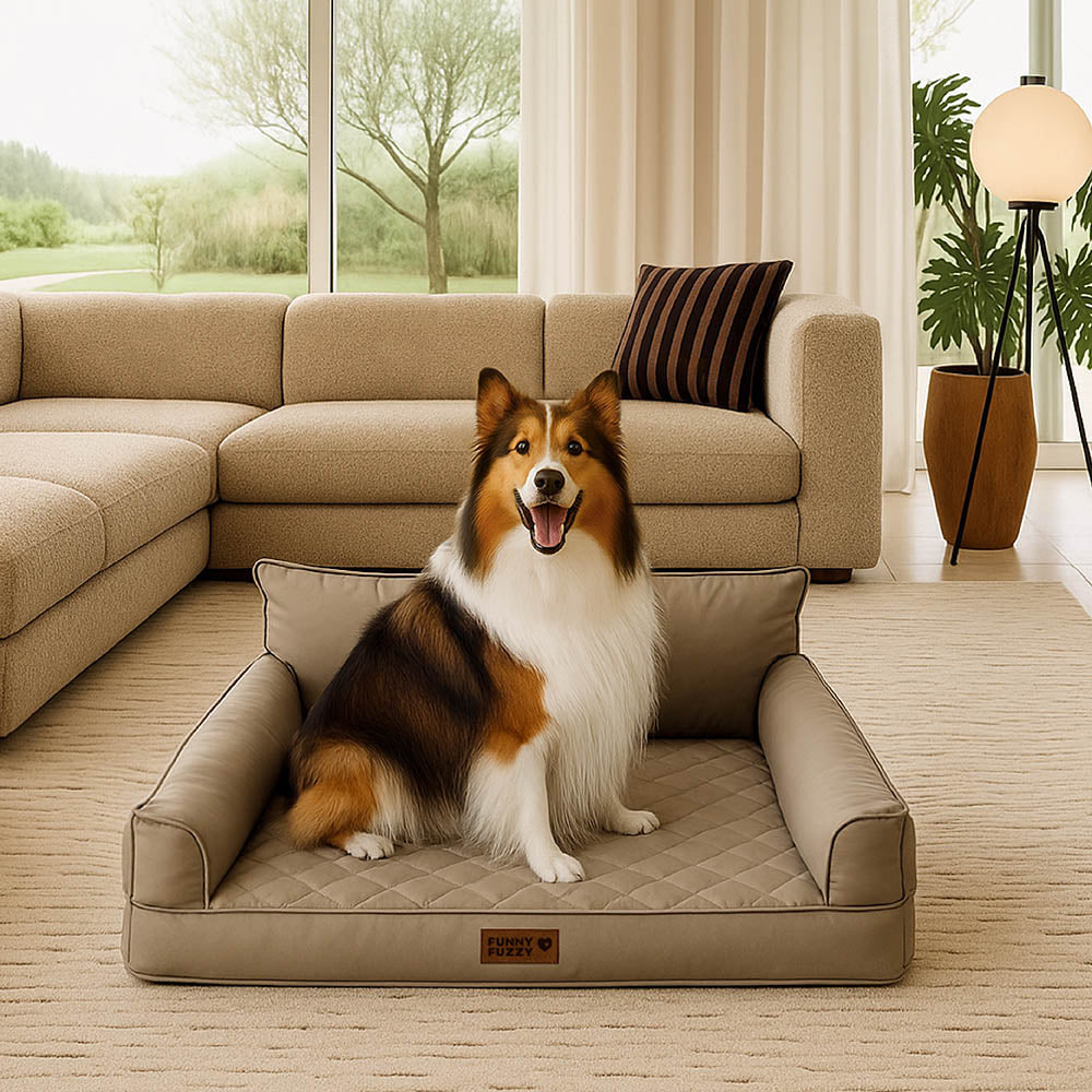 Luxe lit pour chien orthopédique grand en cuir synthétique pliable - Extérieur