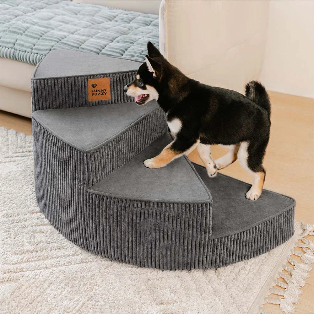 Escalier pour animaux en spirale amovible en velours côtelé confortable et amical pour les articulations - CreamyStep