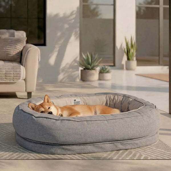 Lit pour chien orthopédique en plein air en forme de beignet