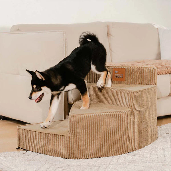 Escalier pour animaux en spirale amovible en velours côtelé confortable et amical pour les articulations - CreamyStep