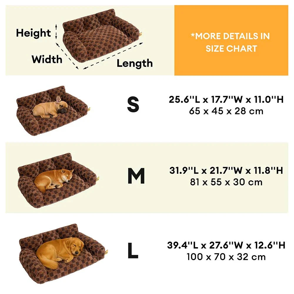 Lit orthopédique amovible en peluche à carreaux pour chien – CozyNest