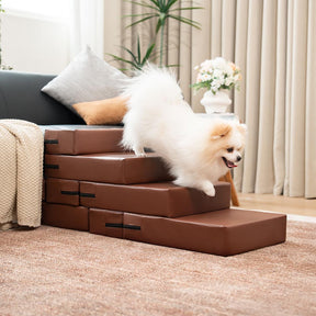 Escaliers pour animaux modulables à plusieurs niveaux en cuir PU imperméable et lavable
