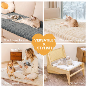 Tapis pour animaux en fausse fourrure pelucheux et chaleureux, housse de canapé antidérapante.
