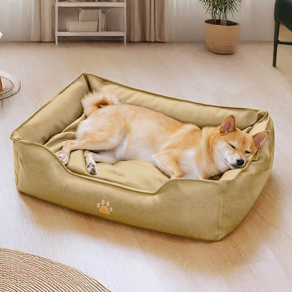 Lit pour chien en simili cuir luxueux imperméable et amovible