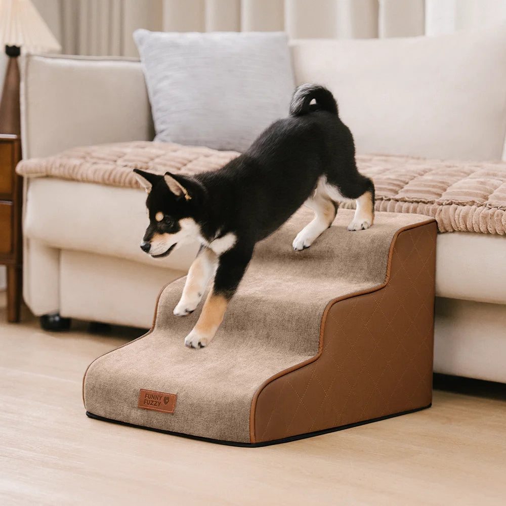 Escaliers pour animaux en mousse haute densité en simili cuir - LuxeStep