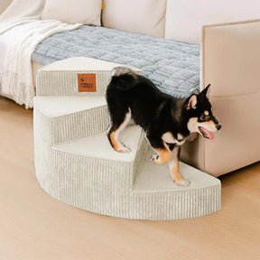 Escalier pour animaux en spirale amovible en velours côtelé confortable et amical pour les articulations - CreamyStep