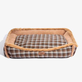 Lit pour chien en peluche lavable à motif vintage à carreaux - TuckNap