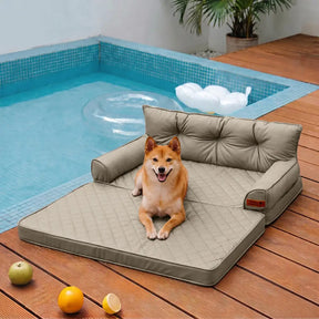Luxe lit pour chien orthopédique grand en cuir synthétique pliable - Extérieur