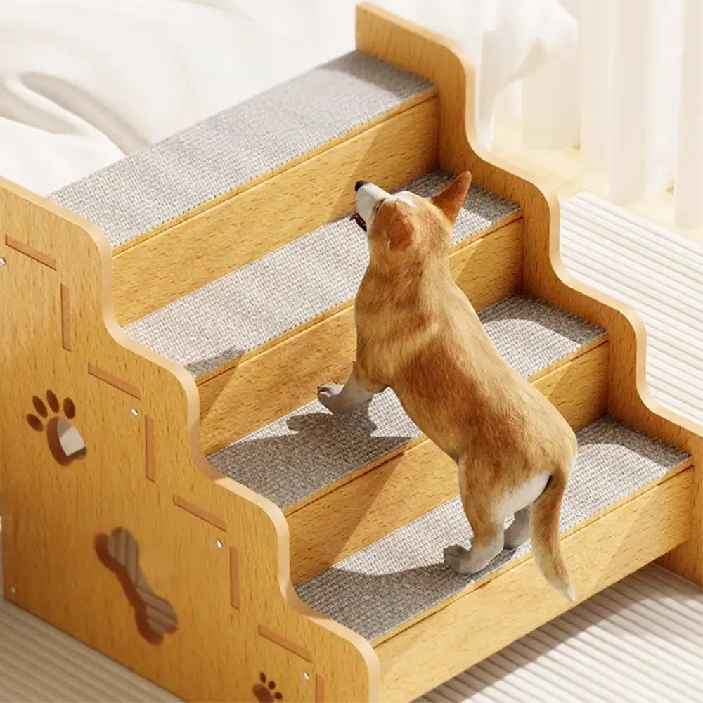 Rampe d’escalier pour chien en bois massif antidérapante et sécurisée
