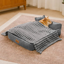 Lit pour chien en mousse rétro en suédine lavable double face avec coussin - SweetDream