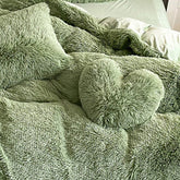 Parure de couette en peluche longue et épaisse chaude romantique et luxueuse