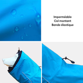 Manteau de pluie d'extérieur pour chien à col roulé et motif réfléchissant