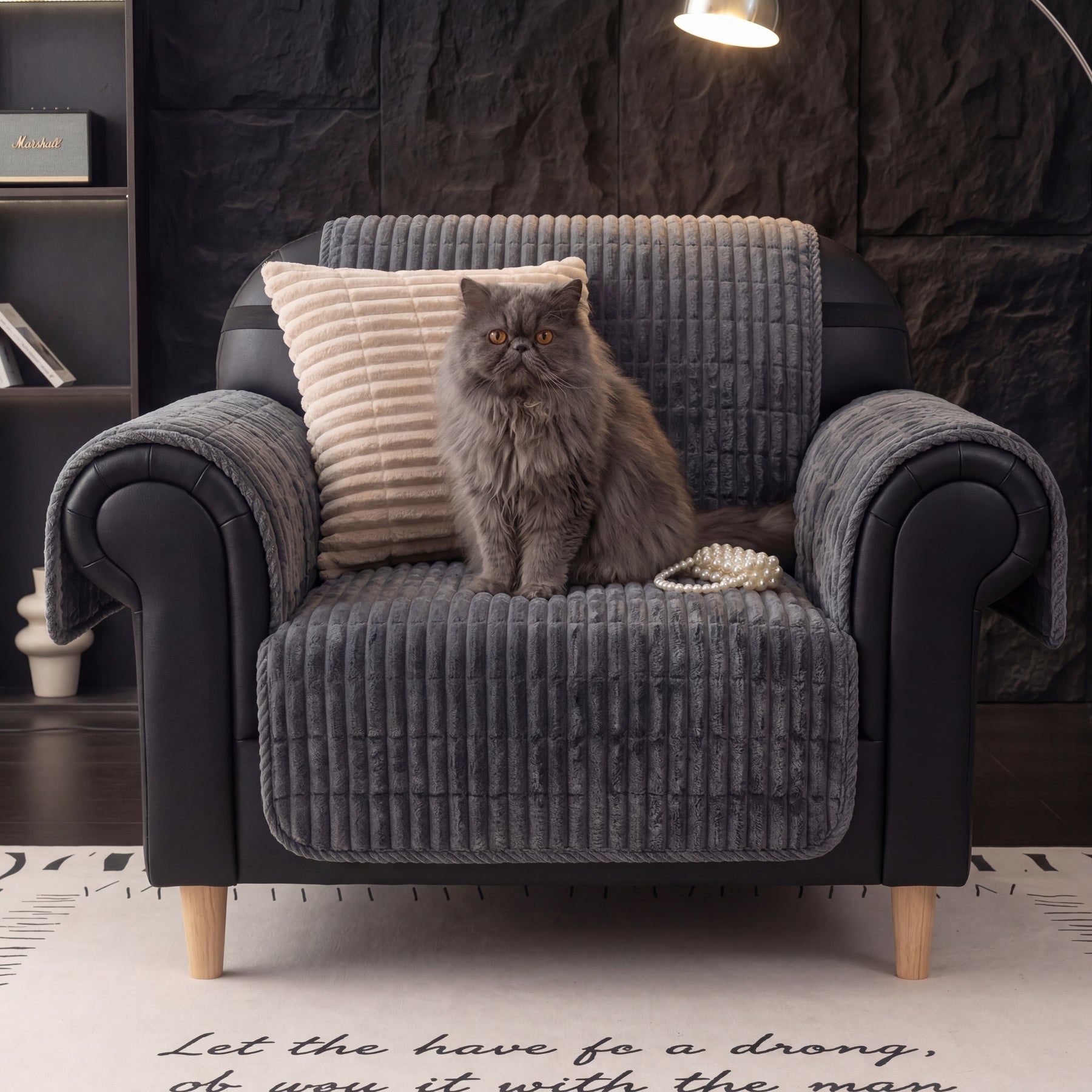 Housse fauteuil de canapé imperméable en flanelle douillette une pièce protection antidérapante