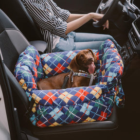 Siège de voiture pour chien en denim vintage et patchwork