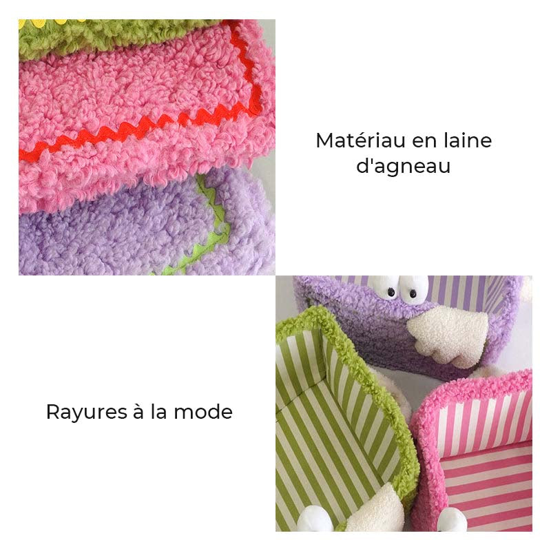 Panier de Rangement Pliable à Rayures Monstre Coloré