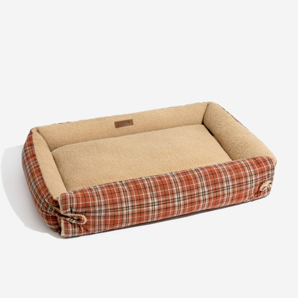 Grand lit pliable lavable pour chien en tartan vintage - Avocuddle