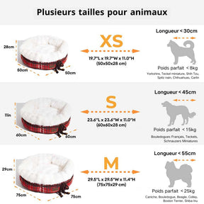 Lit pour chien en peluche Jacquard classique en forme de donut - Coin Douillet