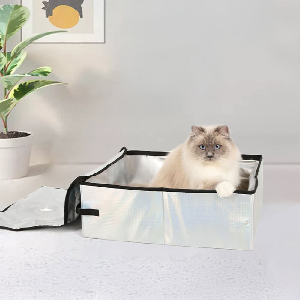 Boîte à litière pliable en aluminium pour chat portable et étanche