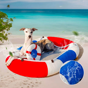 Lit pour animal en forme de bateau imperméable et rafraîchissant avec oreiller – Chill Raft
