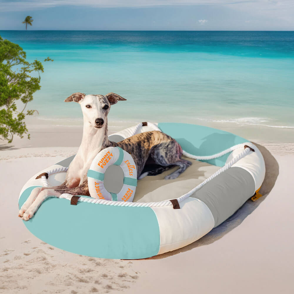 Lit pour animal en forme de bateau imperméable et rafraîchissant avec oreiller – Chill Raft