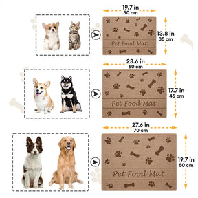 Tapis de nourrissage pour animaux antidérapant et absorbant motif pattes et os pour chien et chat