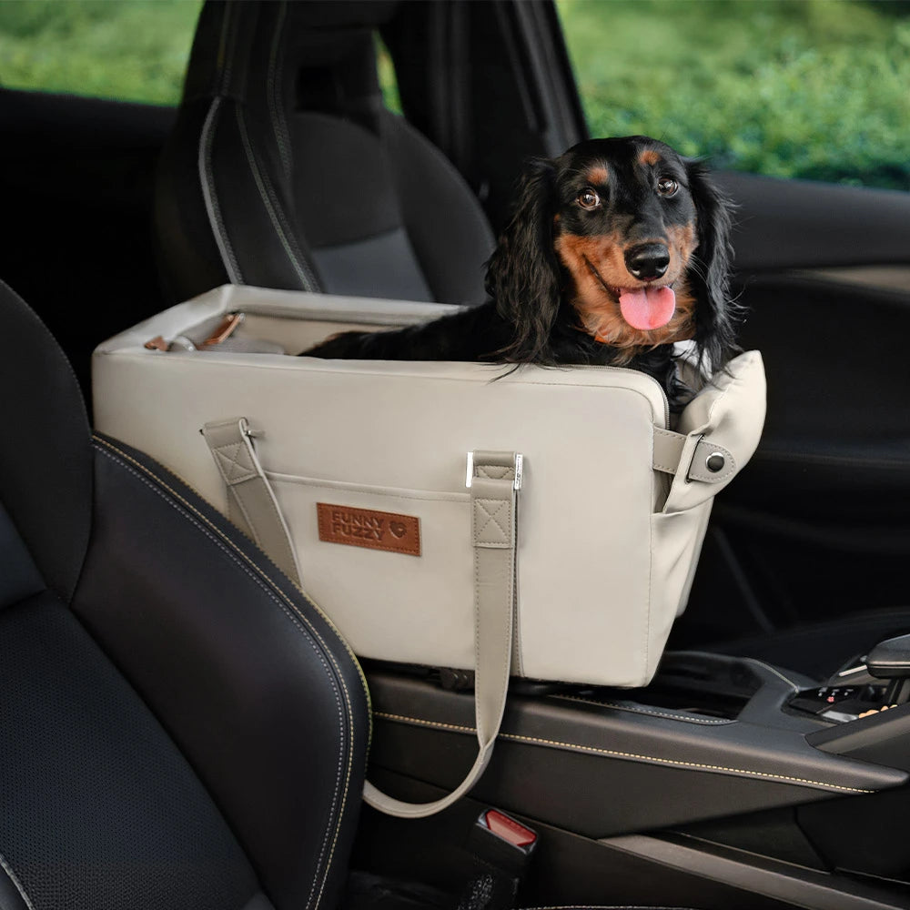 Siège auto console centrale pour animaux en similicuir avec fonction transporteur - Urban Voyager
